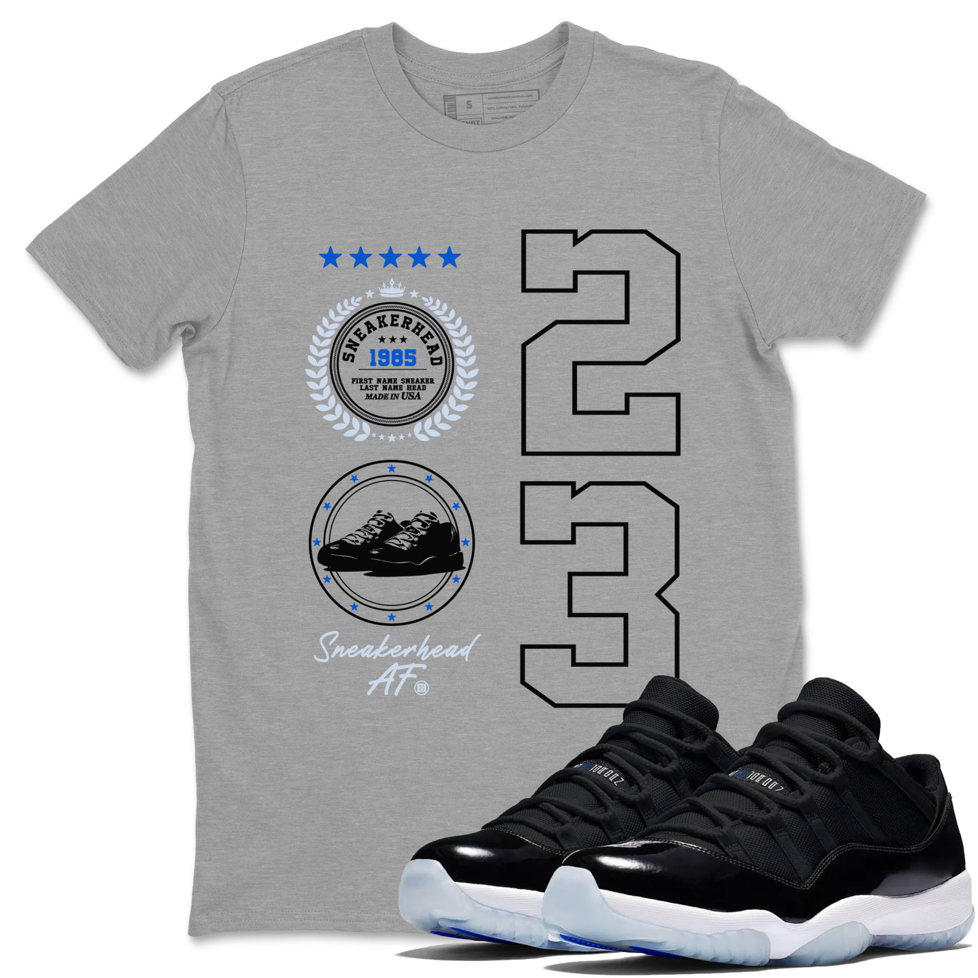 snkmatch Emblem snkmatch Tees - Air Jordan 11 Black and Varsity Royal