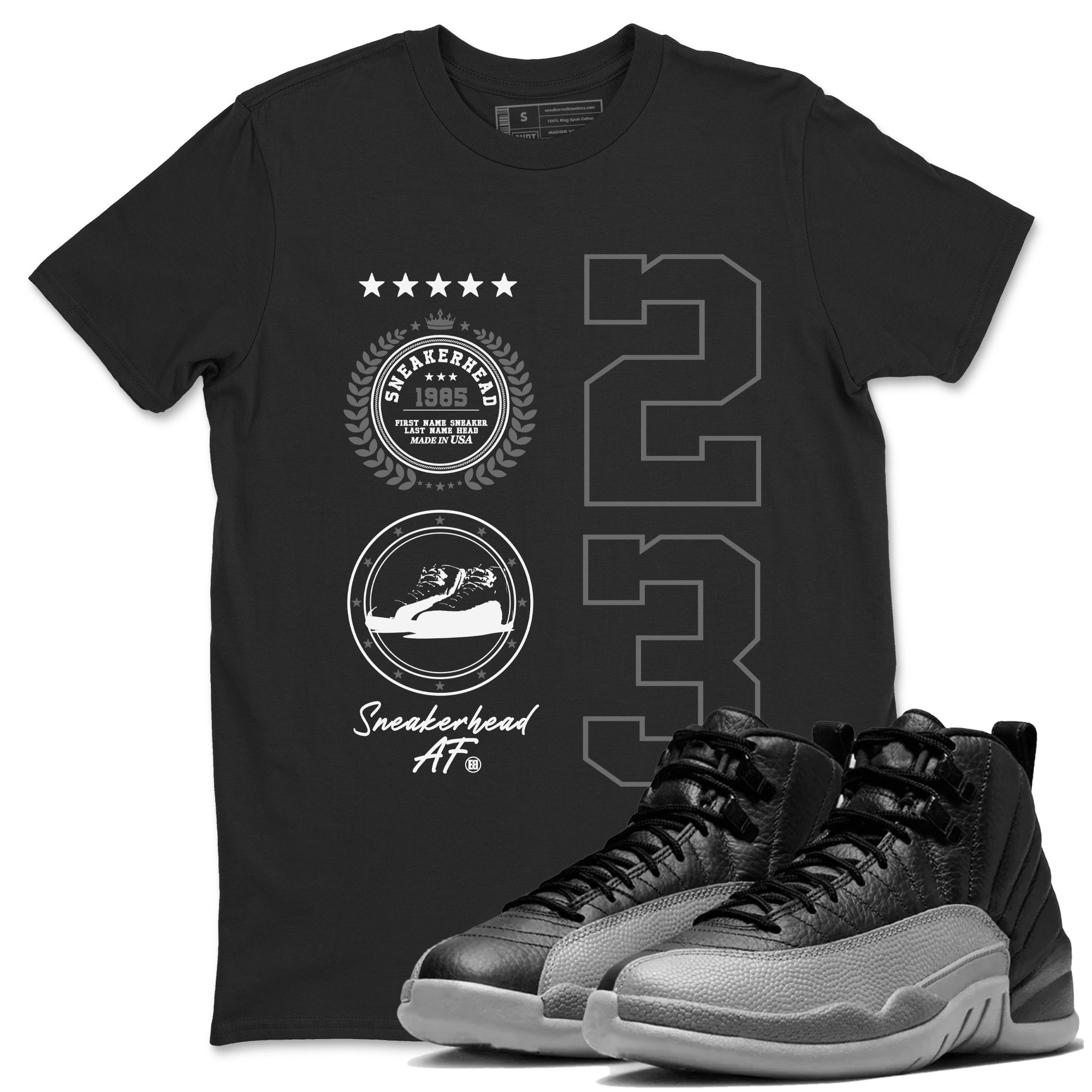 snkmatch Emblem snkmatch Tees - Air Jordan 12 Black Wolf Grey