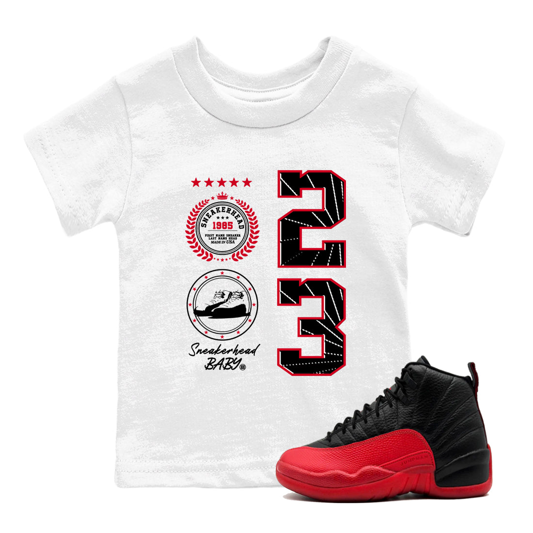 snkmatch Emblem snkmatch Tees Kids - Air Jordan 12 Flu Game