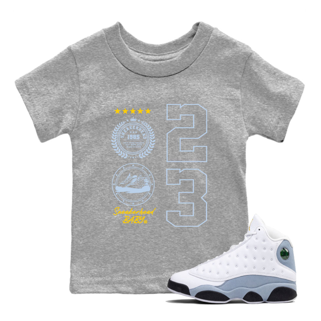 snkmatch Emblem snkmatch Tees Kids - Air Jordan 13 Blue Grey
