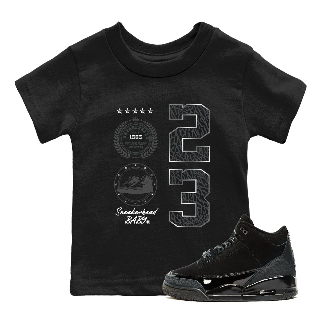snkmatch Emblem snkmatch Tees Kids - Air Jordan 3 Black Cat
