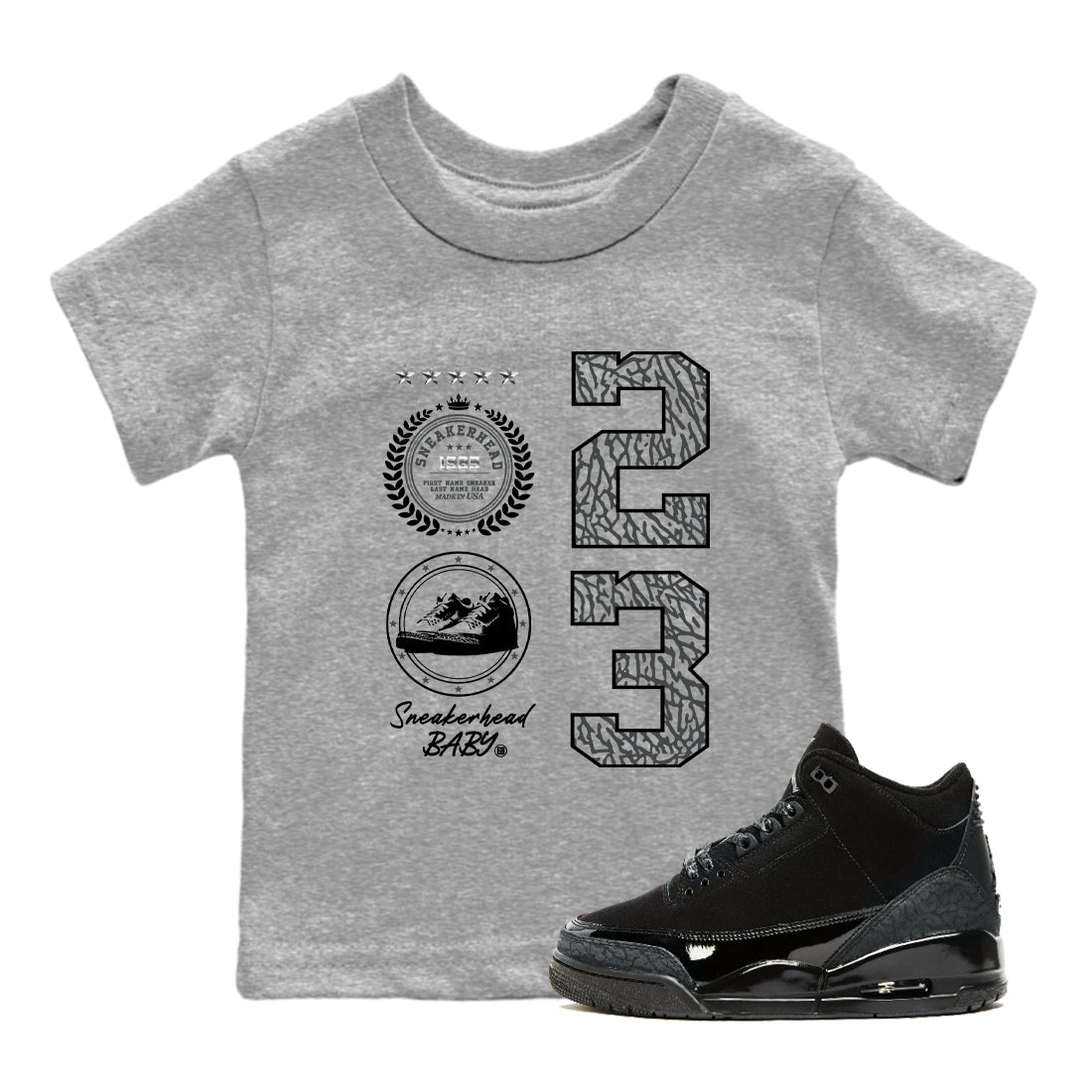 snkmatch Emblem snkmatch Tees Kids - Air Jordan 3 Black Cat