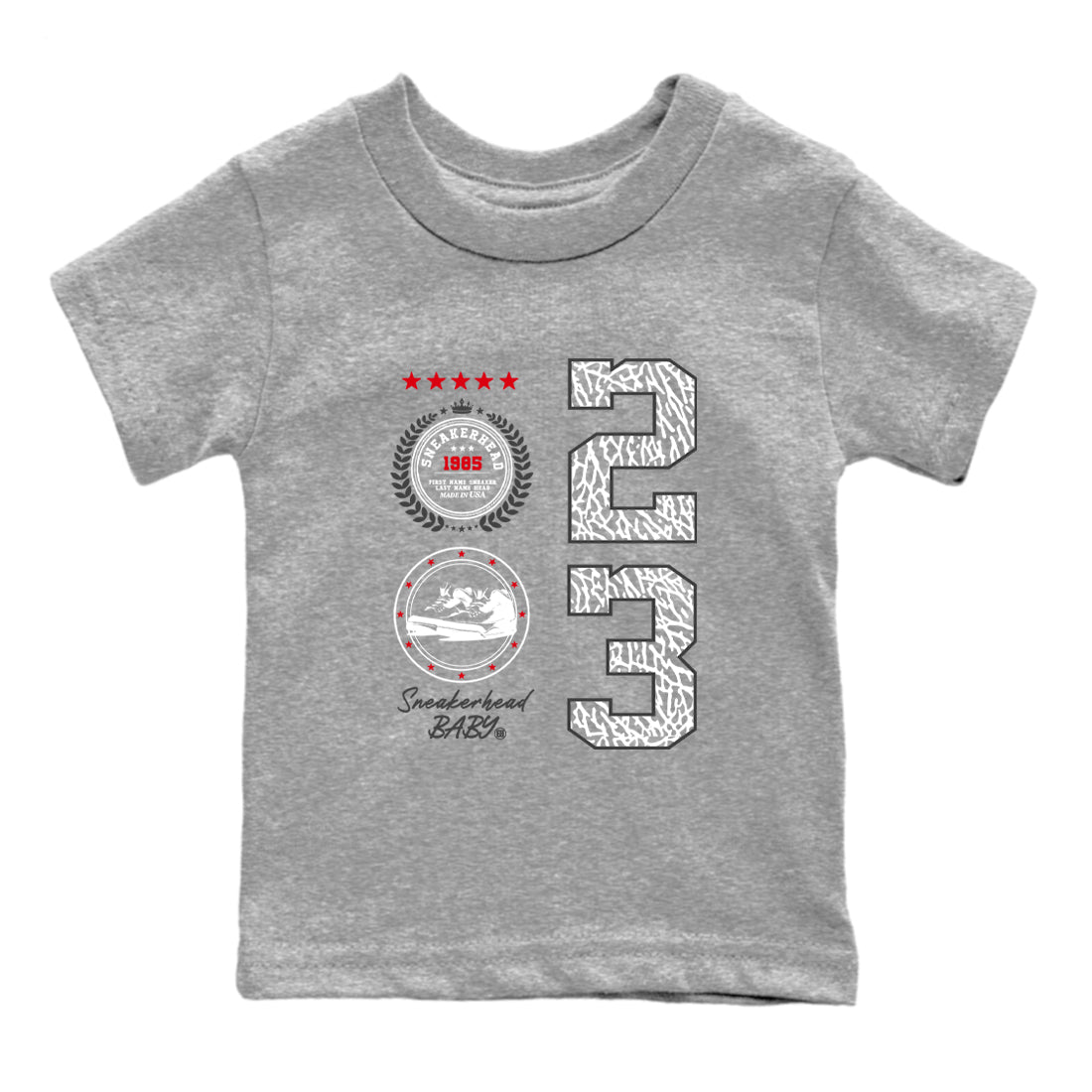 snkmatch Emblem snkmatch Tees Kids - Air Jordan 3 Cement Grey