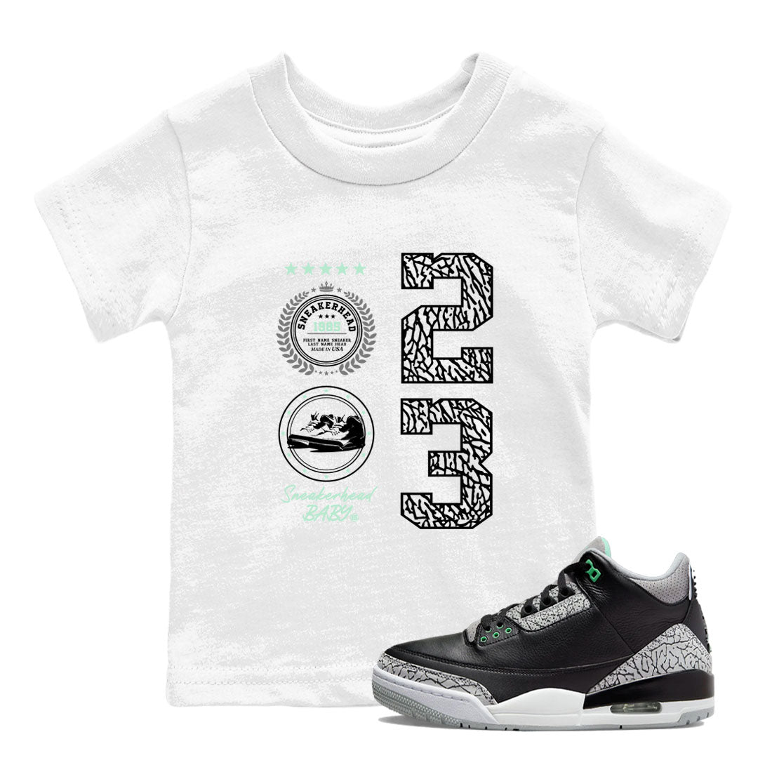 snkmatch Emblem snkmatch Tees Kids - Air Jordan 3 Green Glow