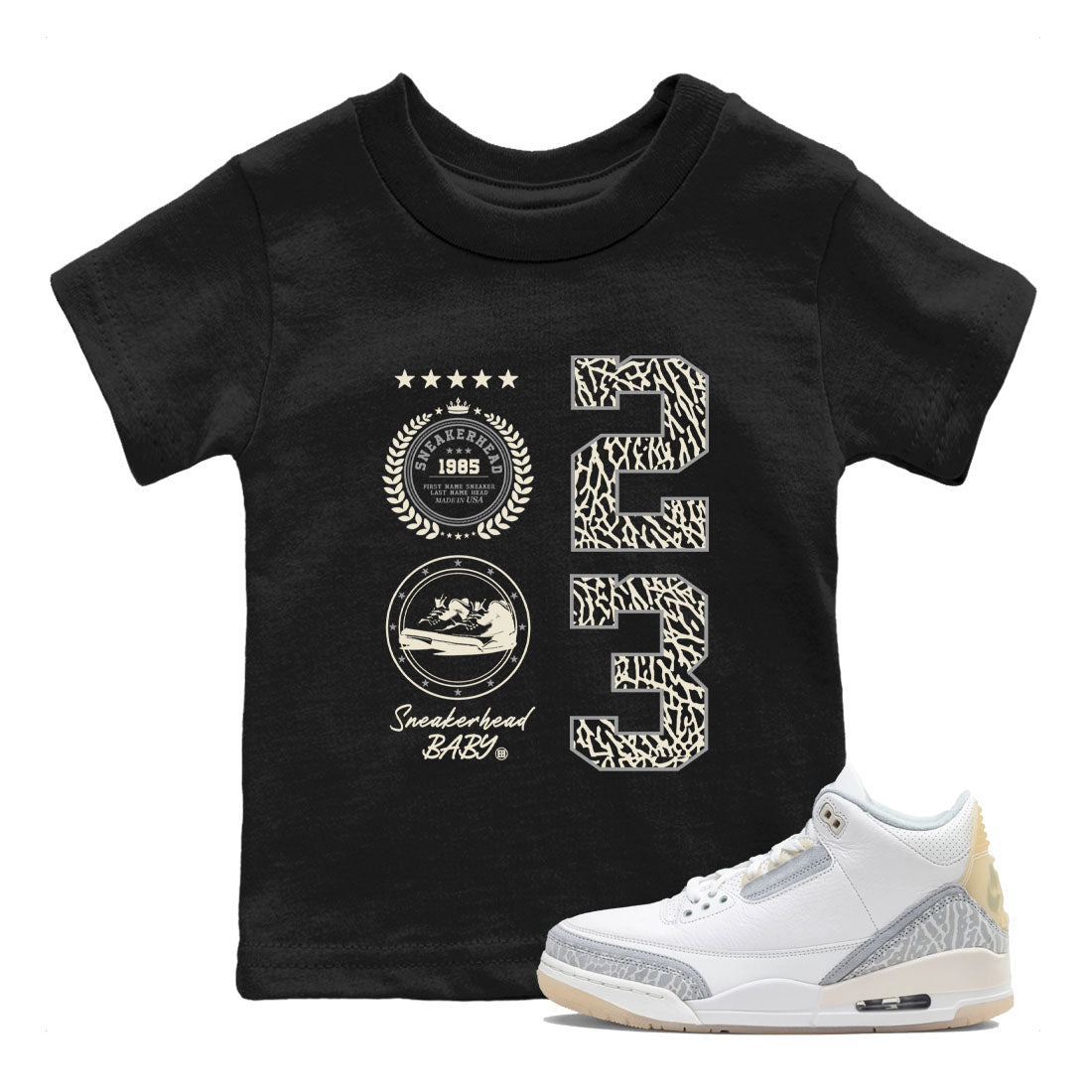 snkmatch Emblem snkmatch Tees Kids - Air Jordan 3 Ivory