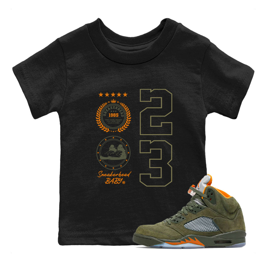 snkmatch Emblem snkmatch Tees Kids - Air Jordan 5 Olive