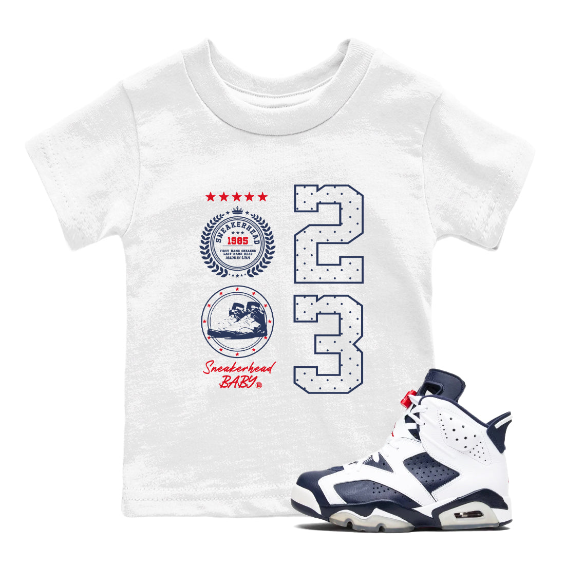 snkmatch Emblem snkmatch Tees Kids - Air Jordan 6 White And Midnight Navy