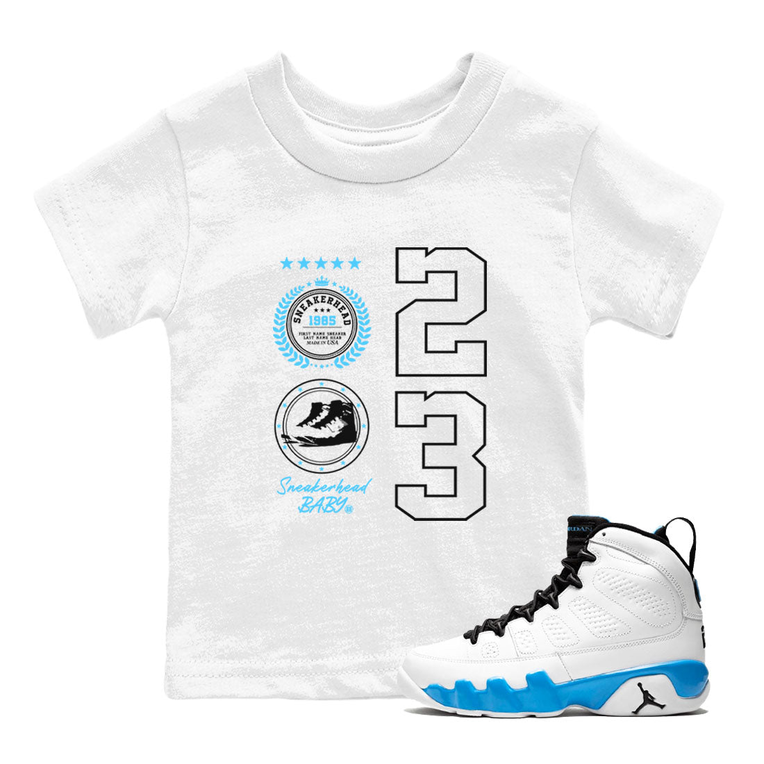 snkmatch Emblem snkmatch Tees Kids - Air Jordan 9 Powder Blue