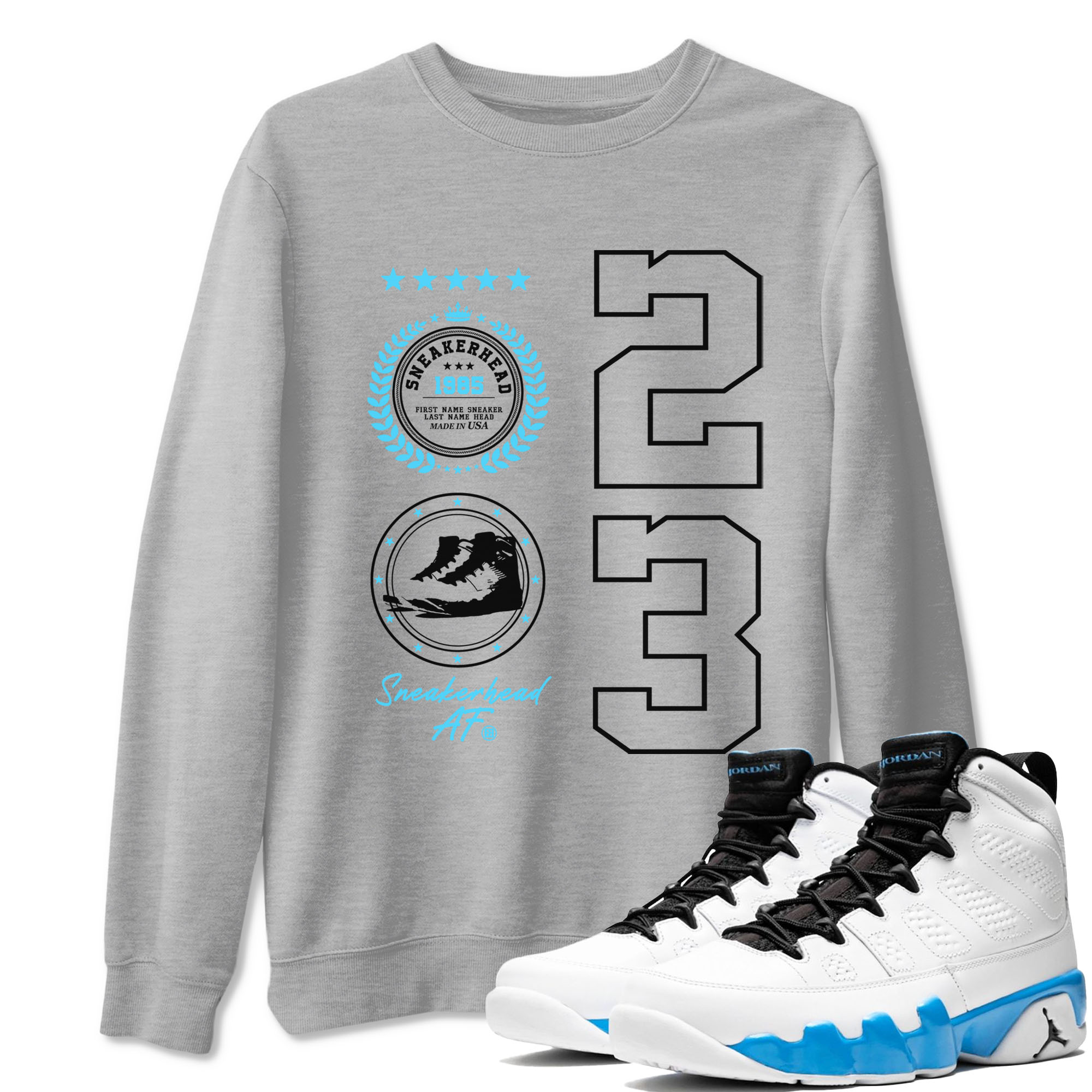 snkmatch Emblem snkmatch Tees - Air Jordan 9 Powder Blue