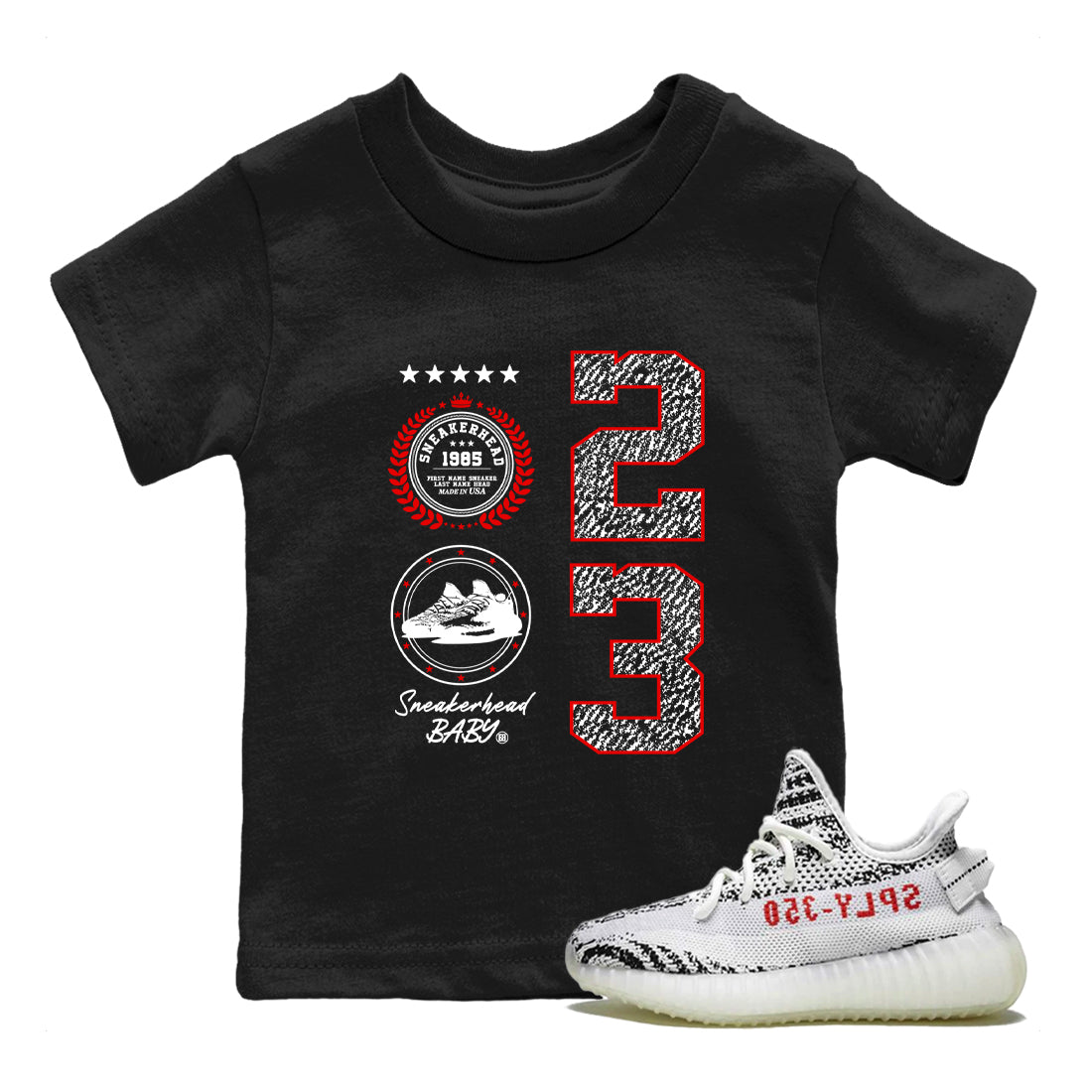 Sneaker Emblem SNRT Sneaker Tees Kids - Yeezy 350 Zebra