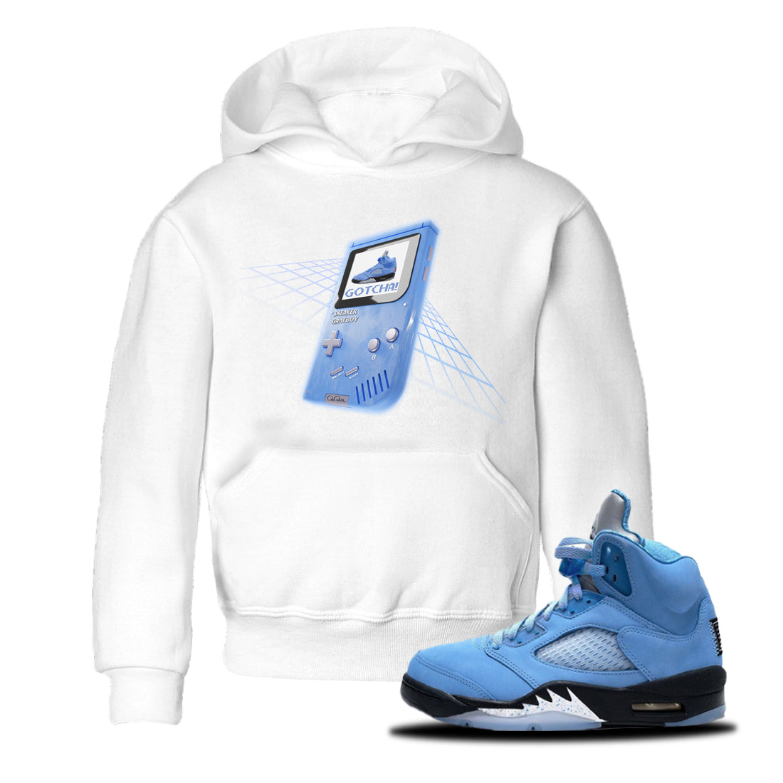 snkmatch Game Boy Kids Tops - Air Jordan 5 UNC