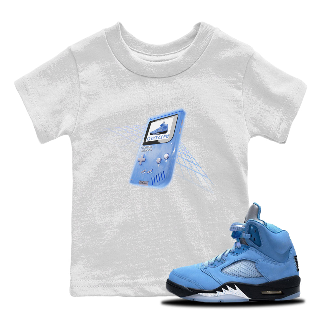 snkmatch Game Boy Kids Tops - Air Jordan 5 UNC