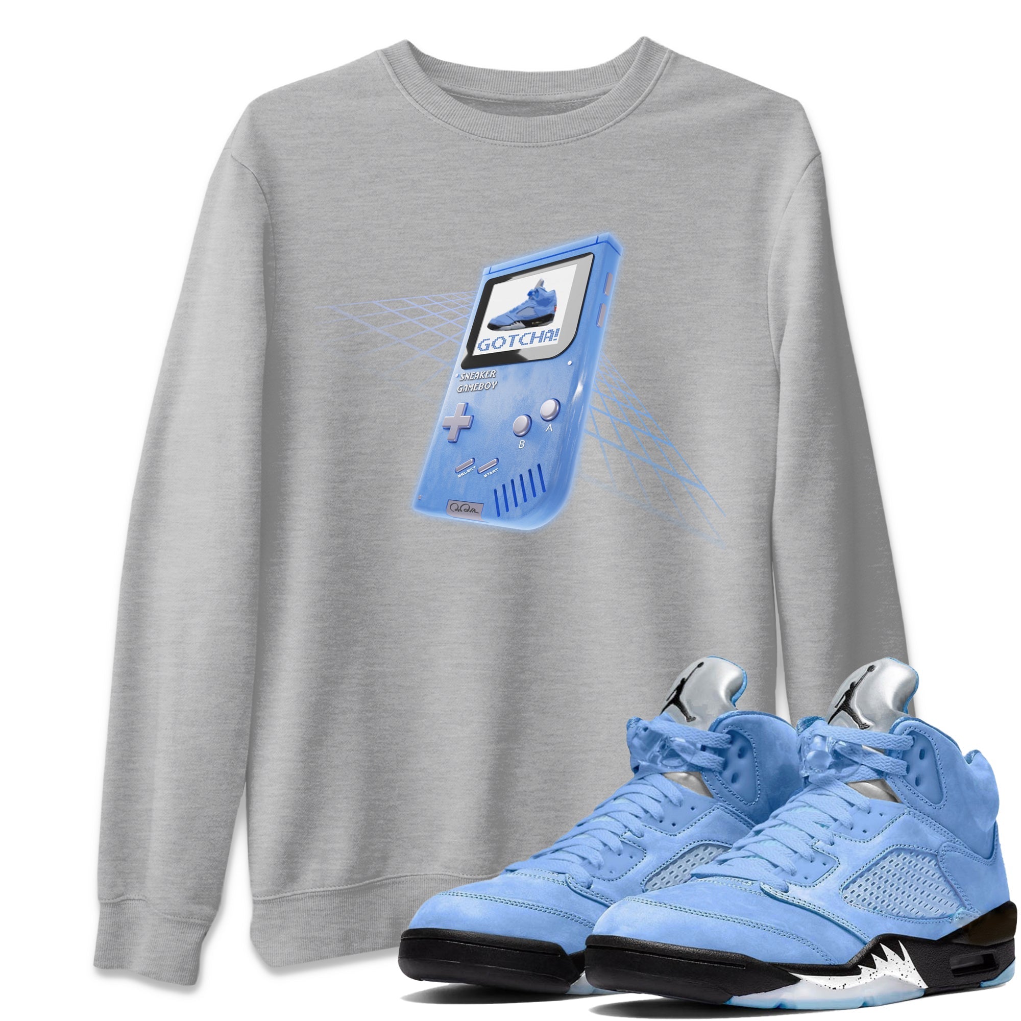 snkmatch Game Boy Unisex Tops - Air Jordan 5 UNC
