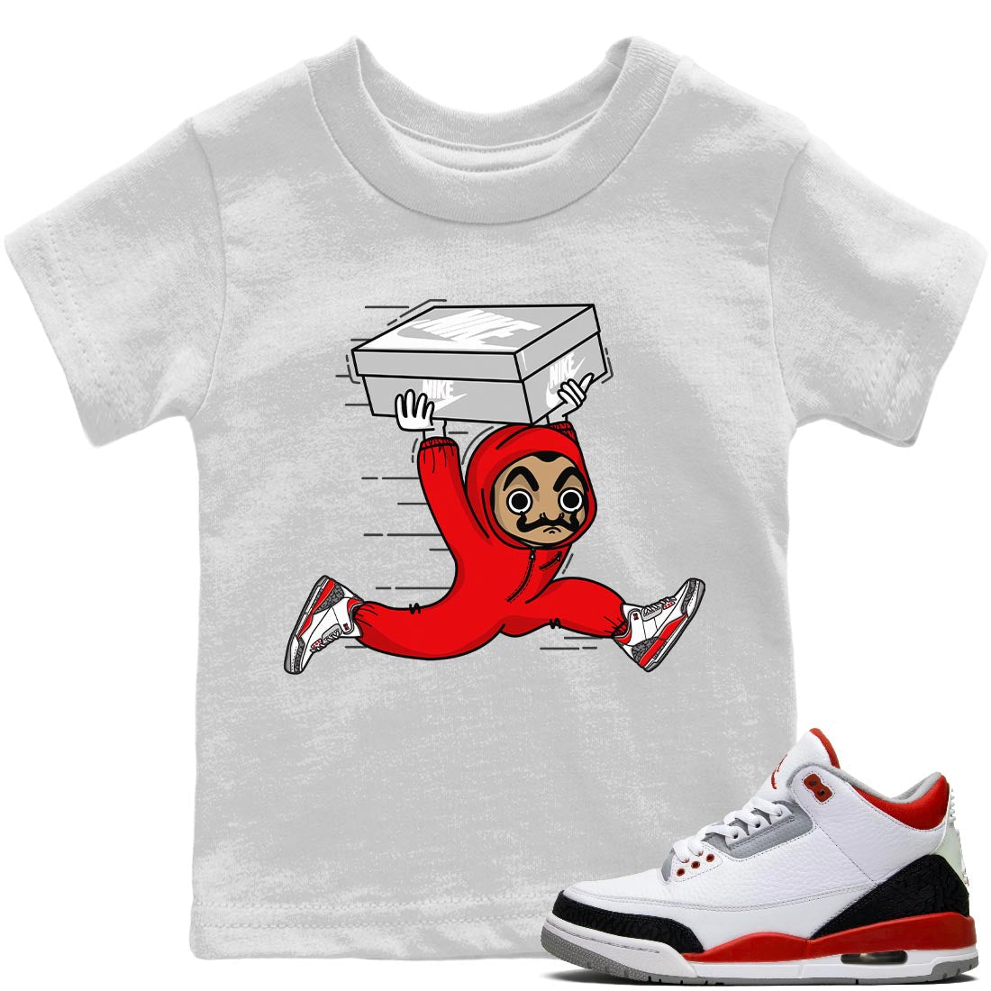 snkmatch Heist Kids Tops - Air Jordan 3 Fire Red