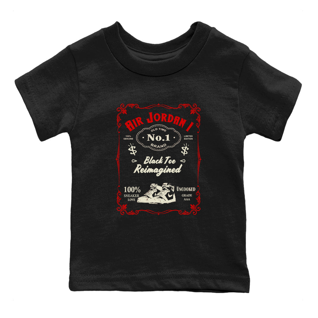 snkmatch Label snkmatch Tees Kids - Air Jordan 1 Black Toe Reimagined