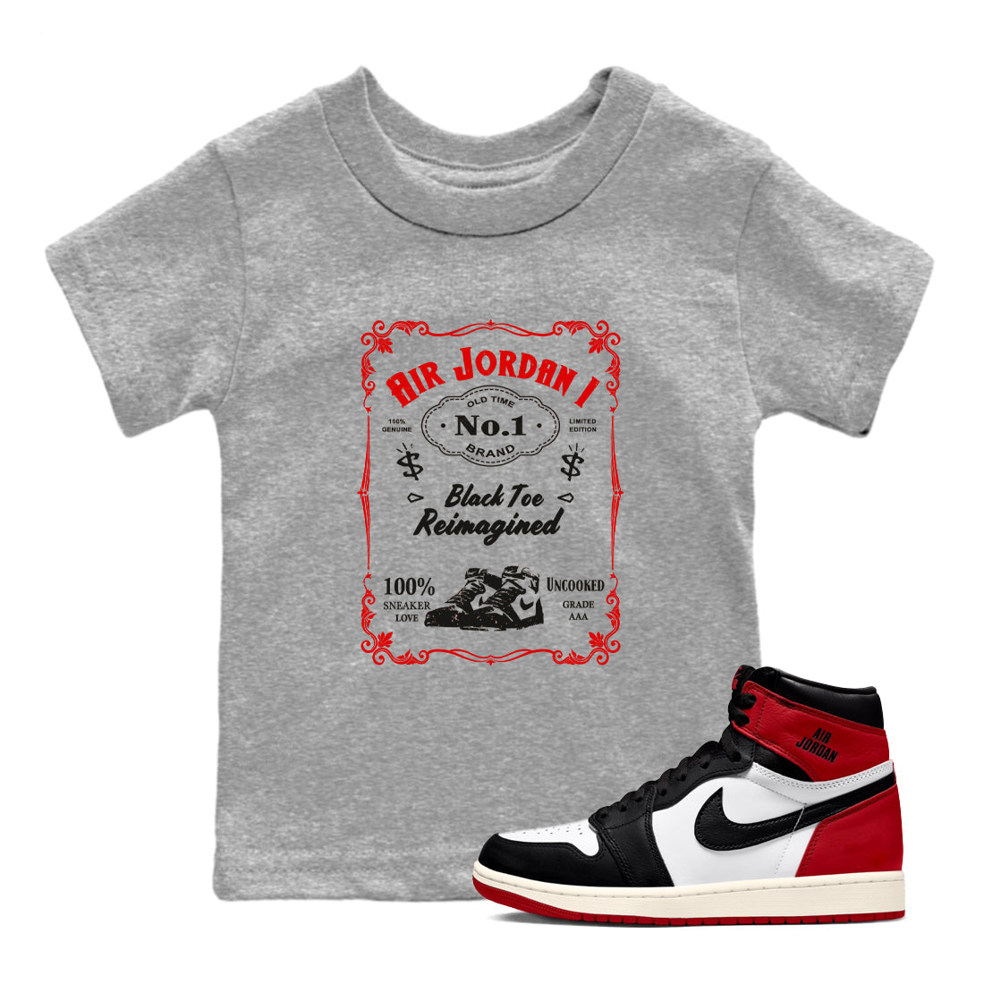 snkmatch Label snkmatch Tees Kids - Air Jordan 1 Black Toe Reimagined