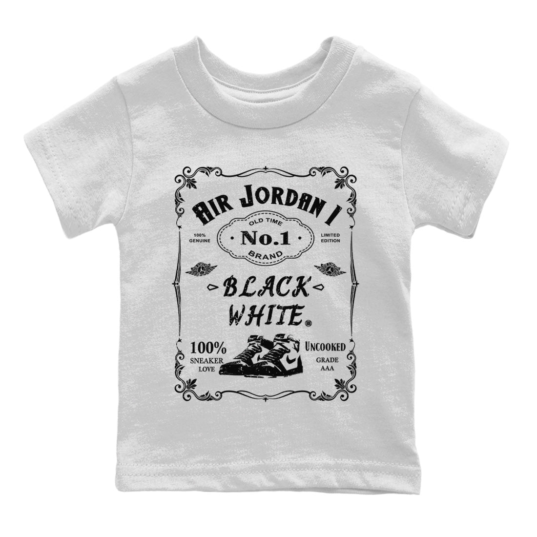 snkmatch Label Kids Tops - Air Jordan 1 Black White