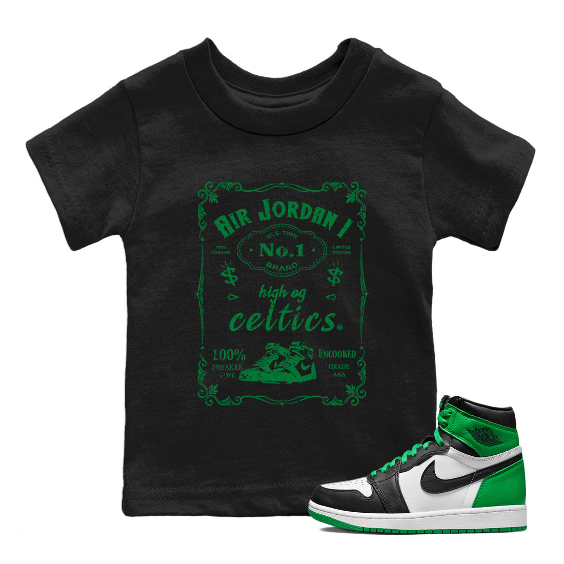 snkmatch Label Kids Tops - Air Jordan 1 Celtics