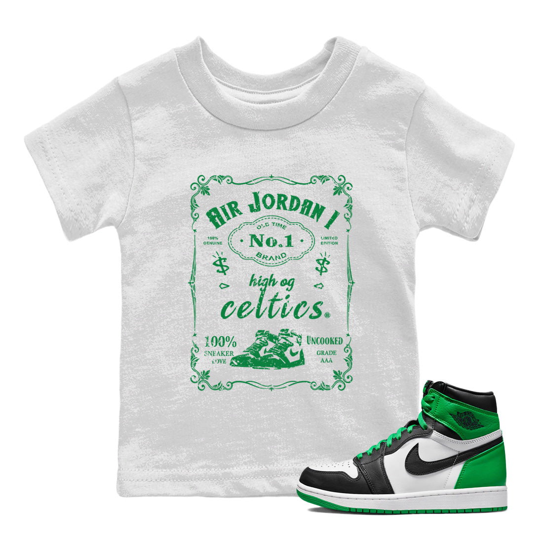 snkmatch Label Kids Tops - Air Jordan 1 Celtics