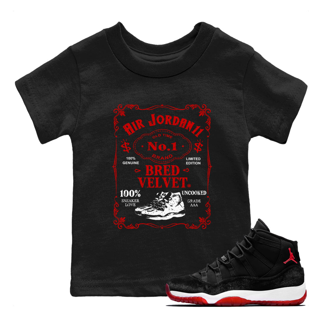 snkmatch Label snkmatch Tees Kids - Air Jordan 11 Bred Velvet