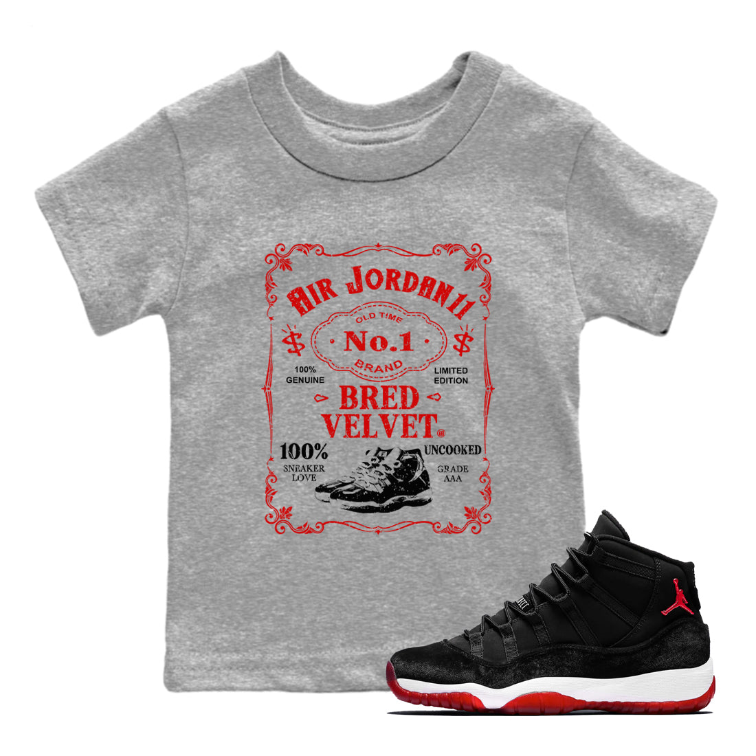 snkmatch Label snkmatch Tees Kids - Air Jordan 11 Bred Velvet