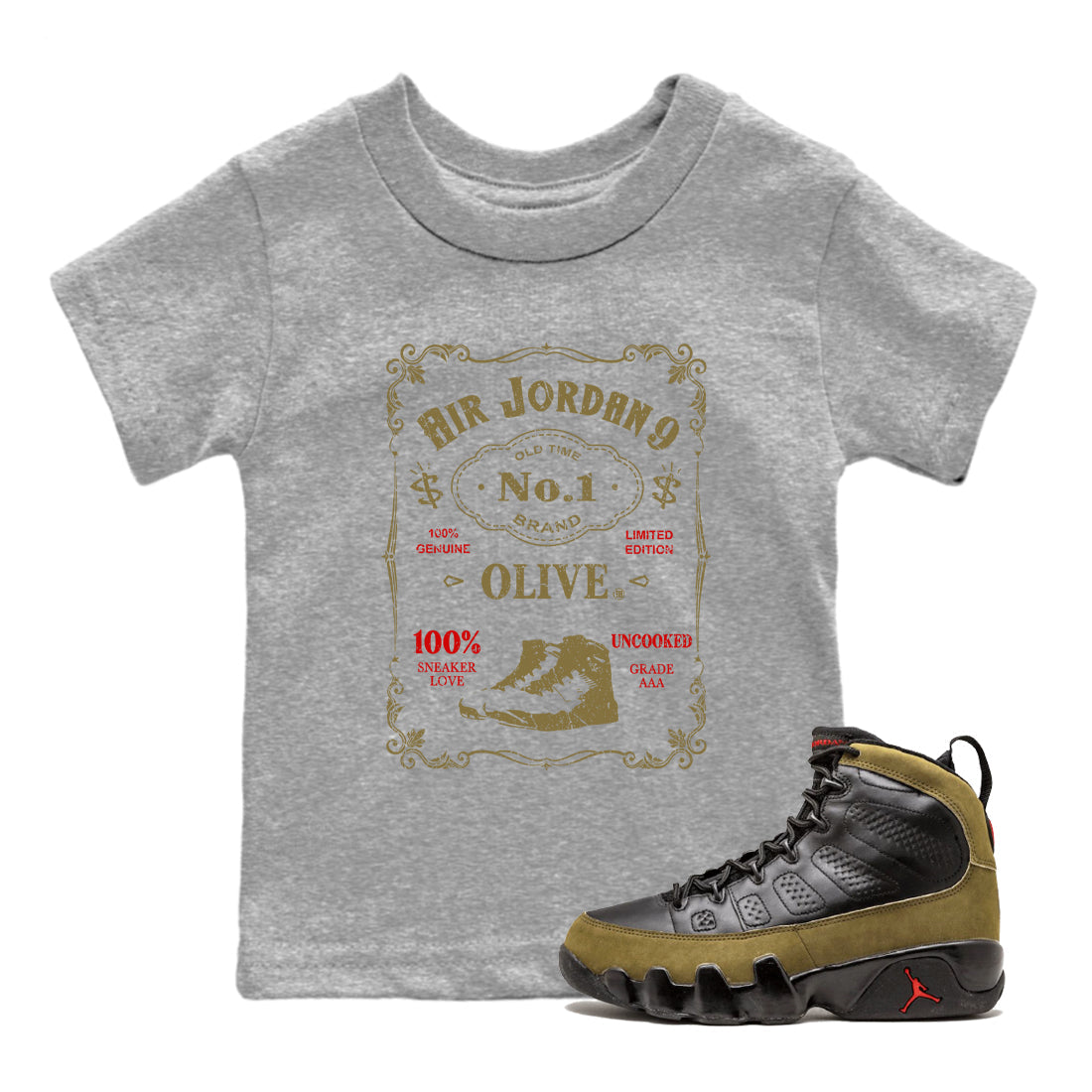 snkmatch Label snkmatch Tees Kids - Air Jordan 9 Olive