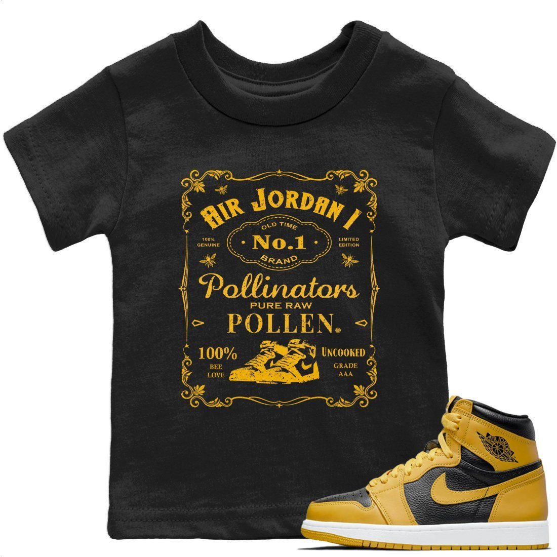 snkmatch Label Kids Tops - Air Jordan 1 Pollen
