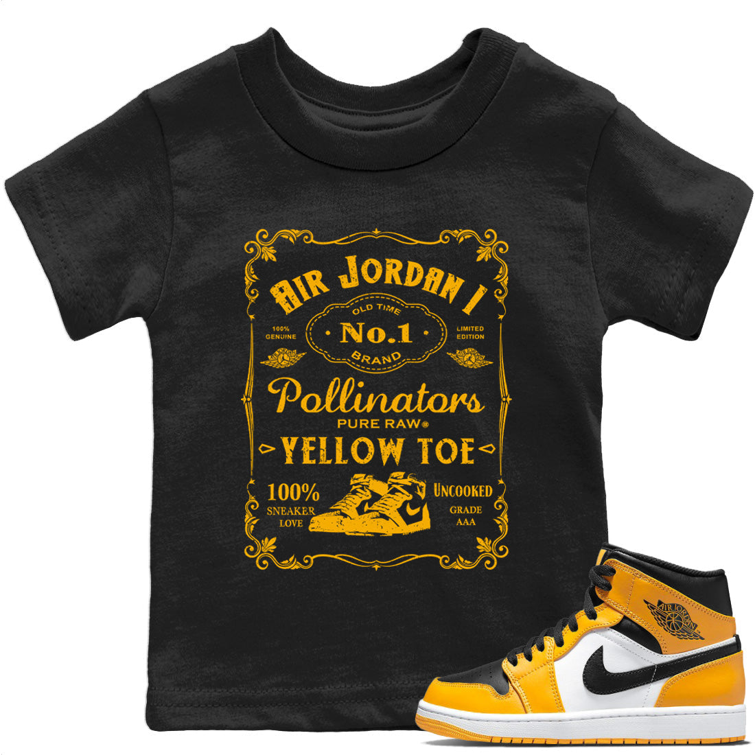 snkmatch Label Kids Tops - Air Jordan 1 Yellow Toe