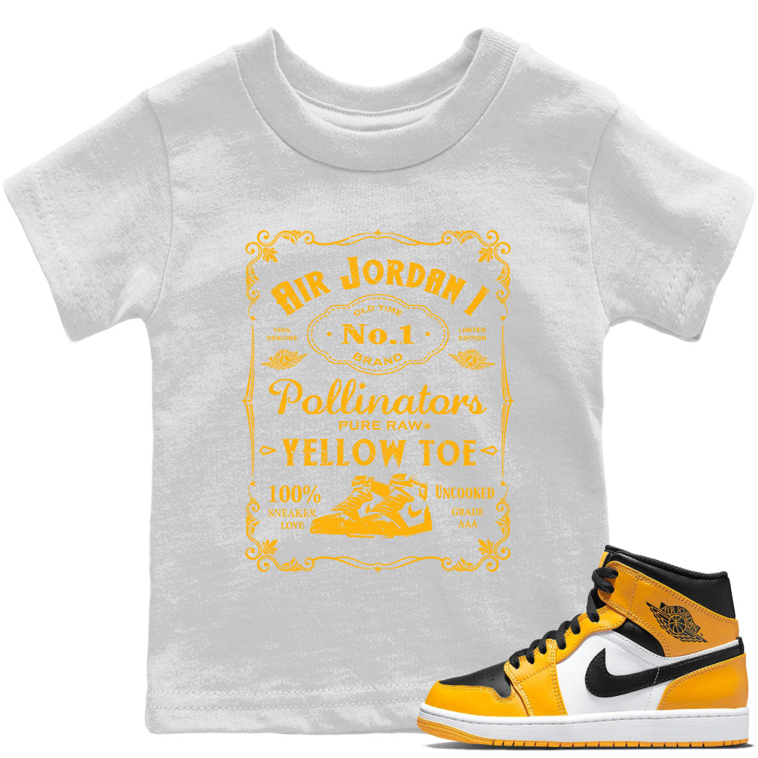 snkmatch Label Kids Tops - Air Jordan 1 Yellow Toe