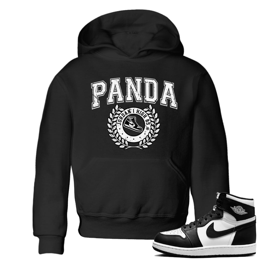 snkmatch Letter Kids Tops - Air Jordan 1 Black White