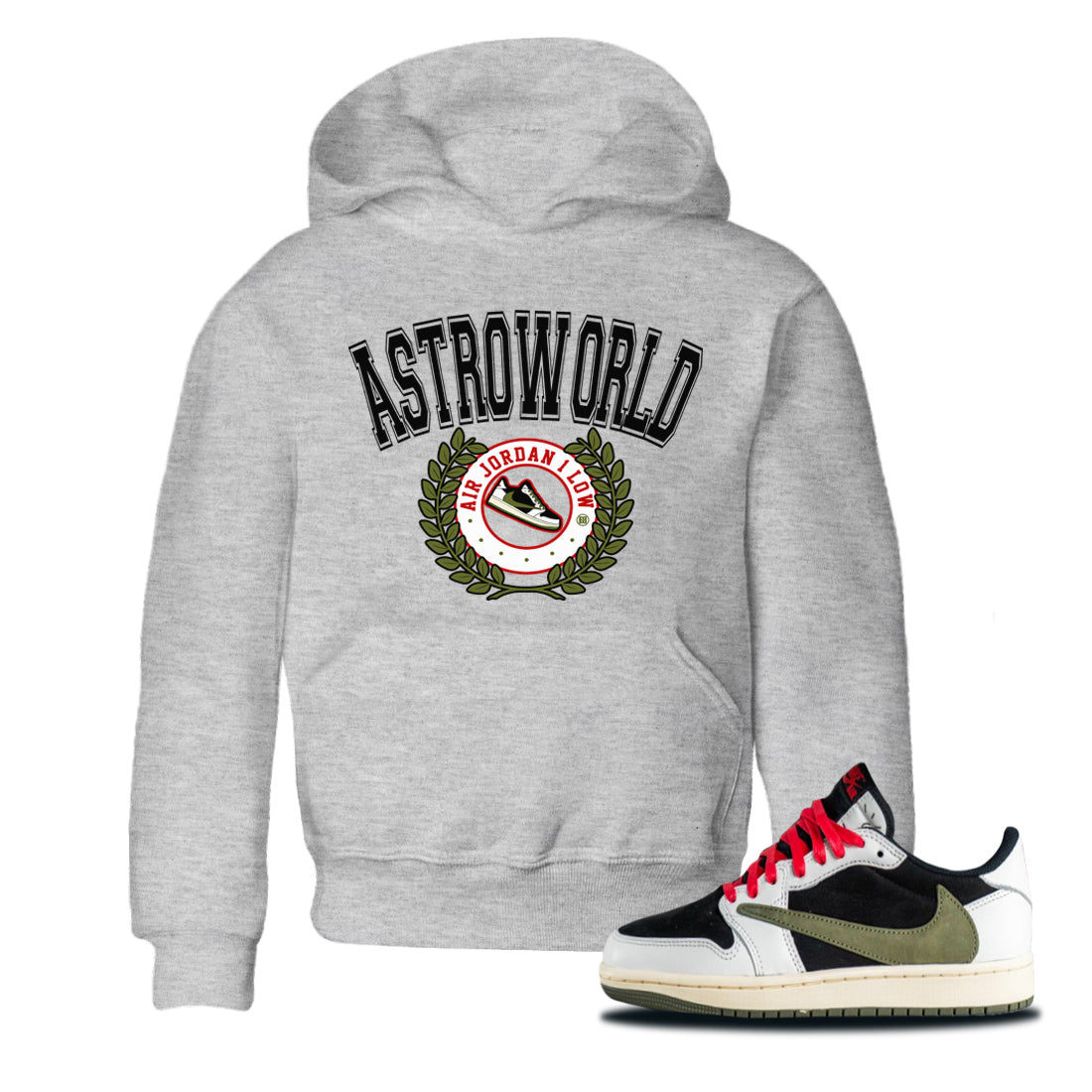 snkmatch Letter Kids Tops - Air Jordan 1 Travis Scott Olive