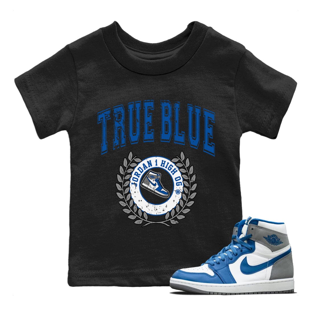 snkmatch Letter Kids Tops - Air Jordan 1 True Blue