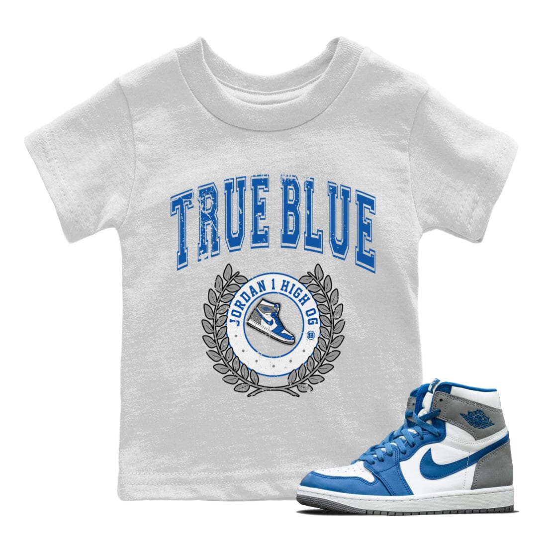 snkmatch Letter Kids Tops - Air Jordan 1 True Blue