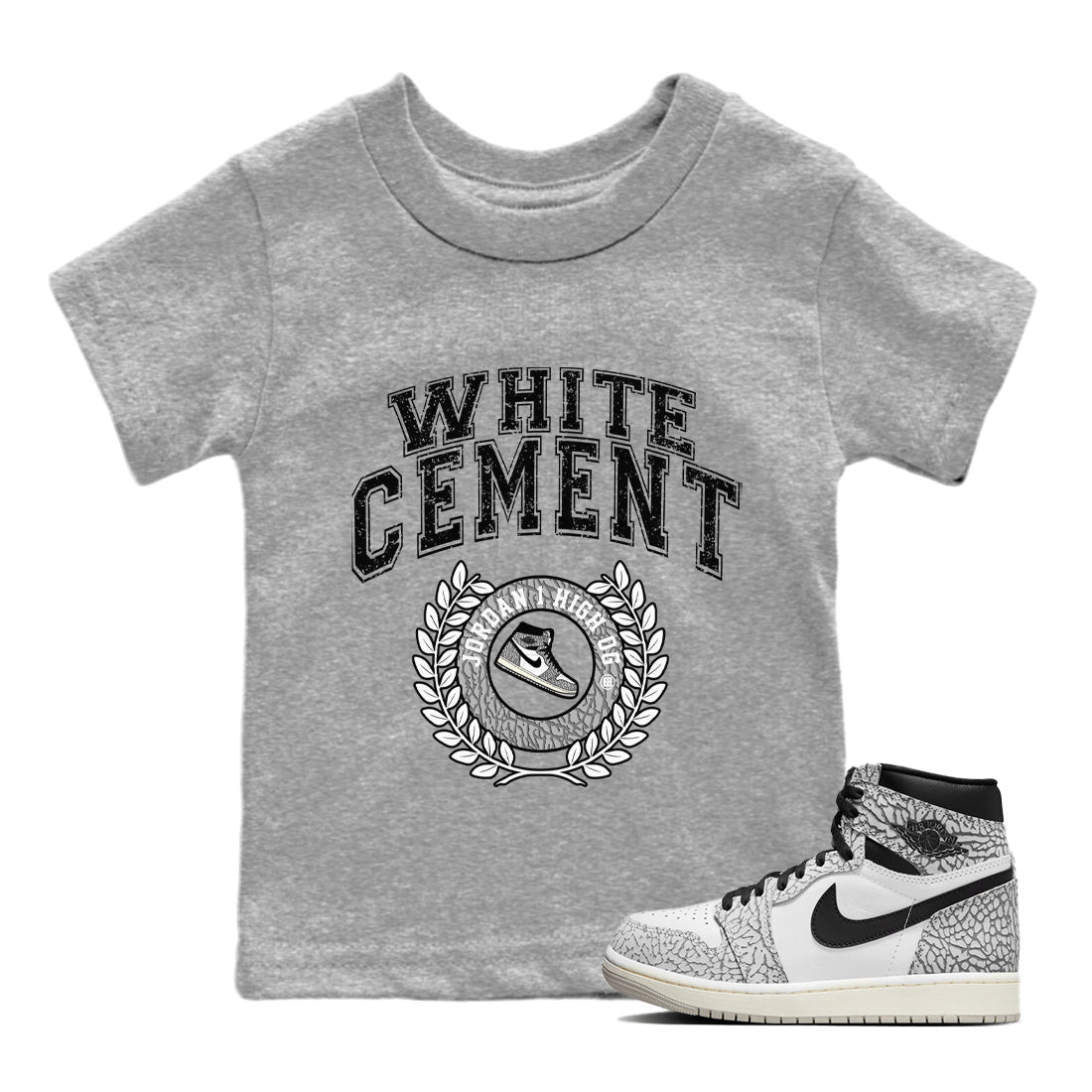 snkmatch Letter Kids Tops - Air Jordan 1 White Cement