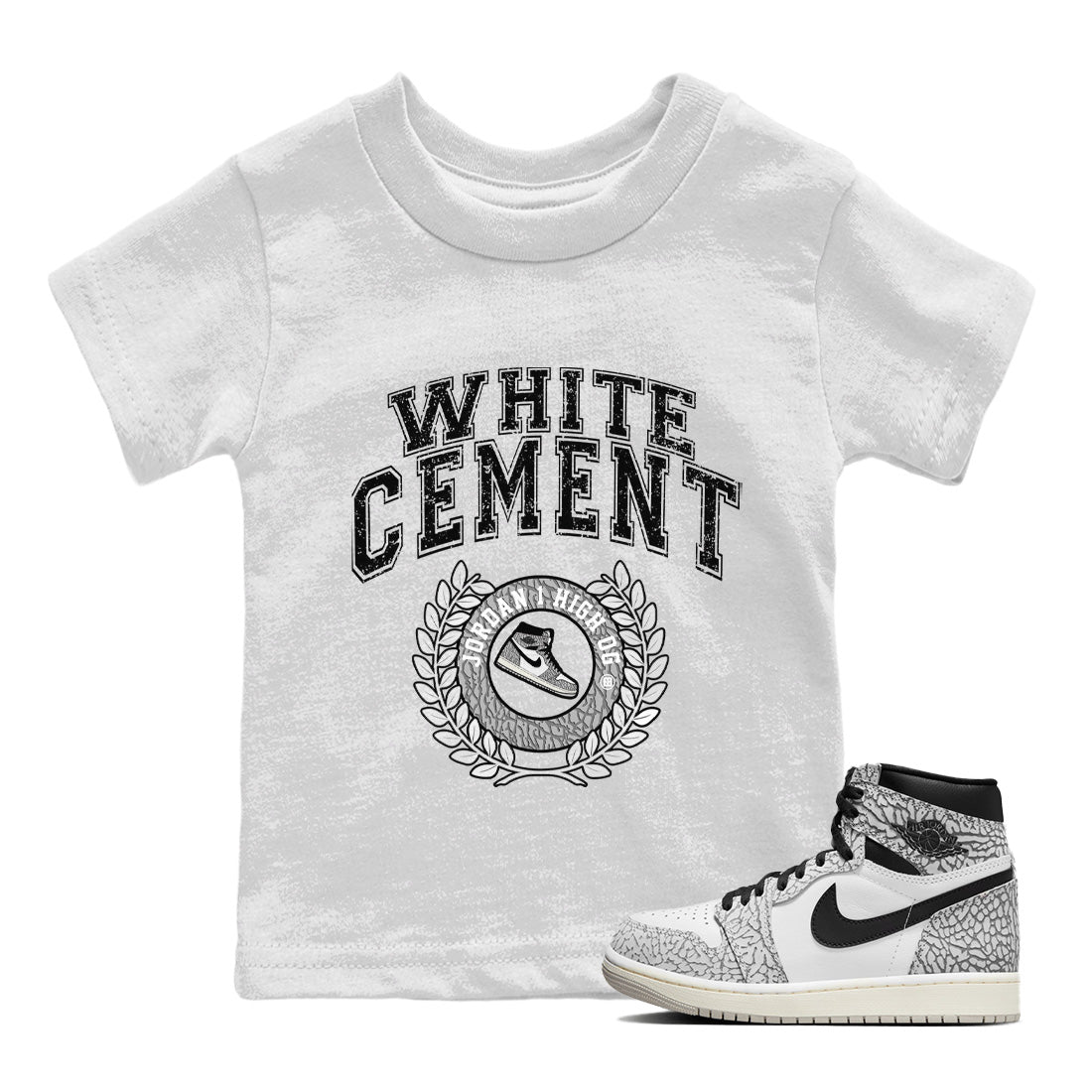 snkmatch Letter Kids Tops - Air Jordan 1 White Cement