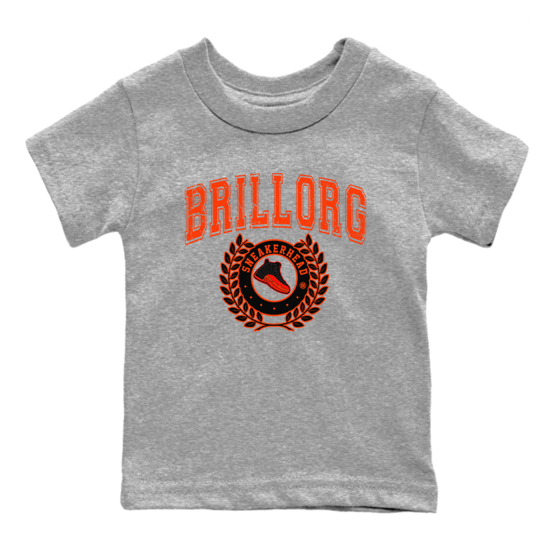snkmatch Letter Kids Tops - Air Jordan 12 Brilliant Orange