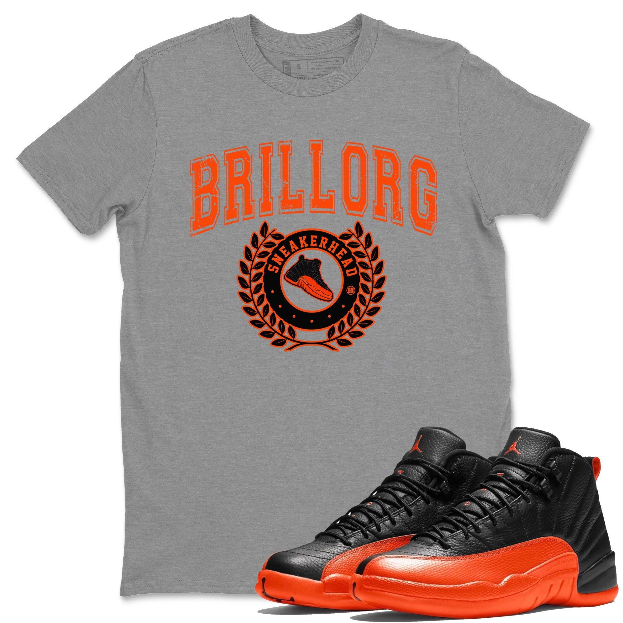 snkmatch Letter Unisex Tops - Air Jordan 12 Brilliant Orange
