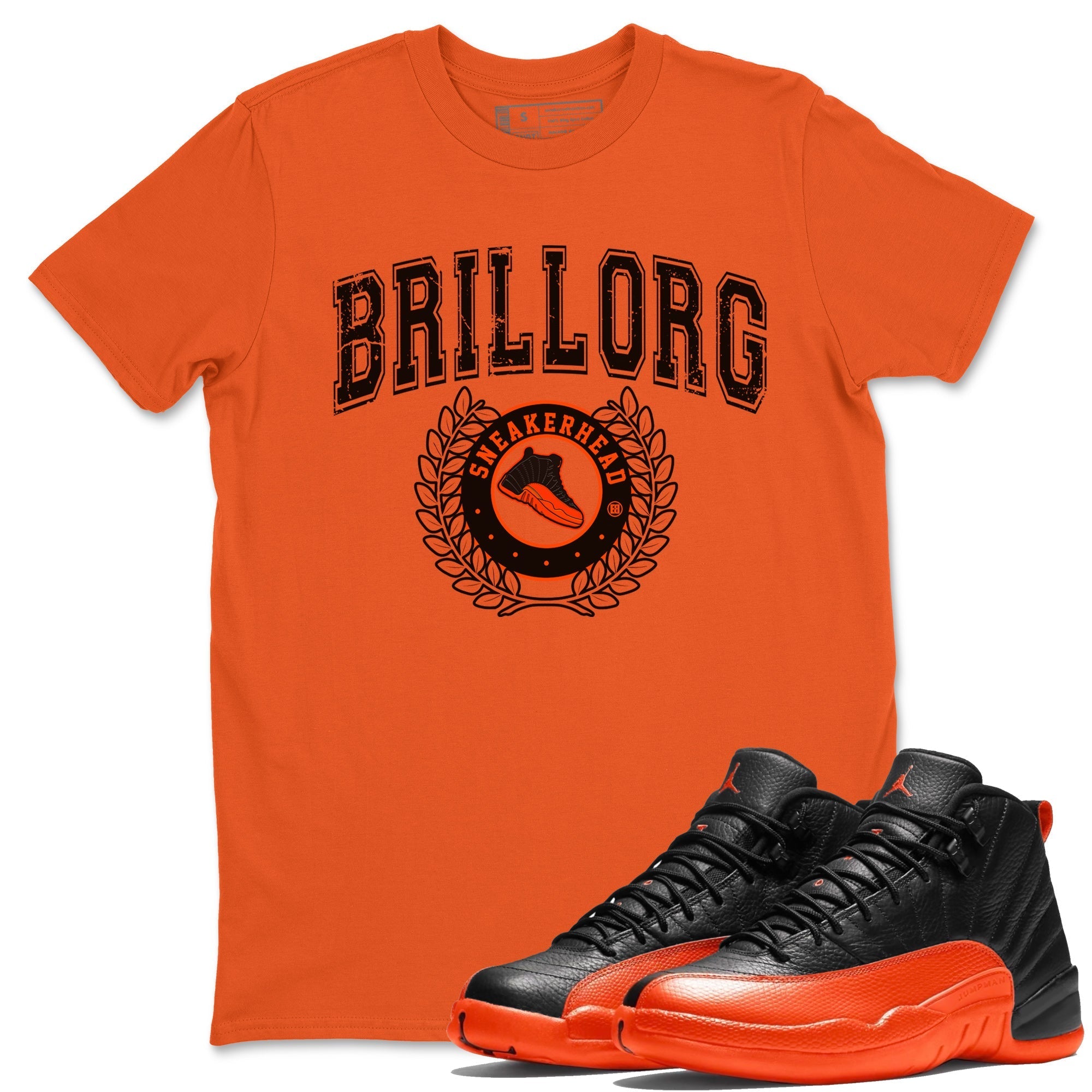 snkmatch Letter Unisex Tops - Air Jordan 12 Brilliant Orange