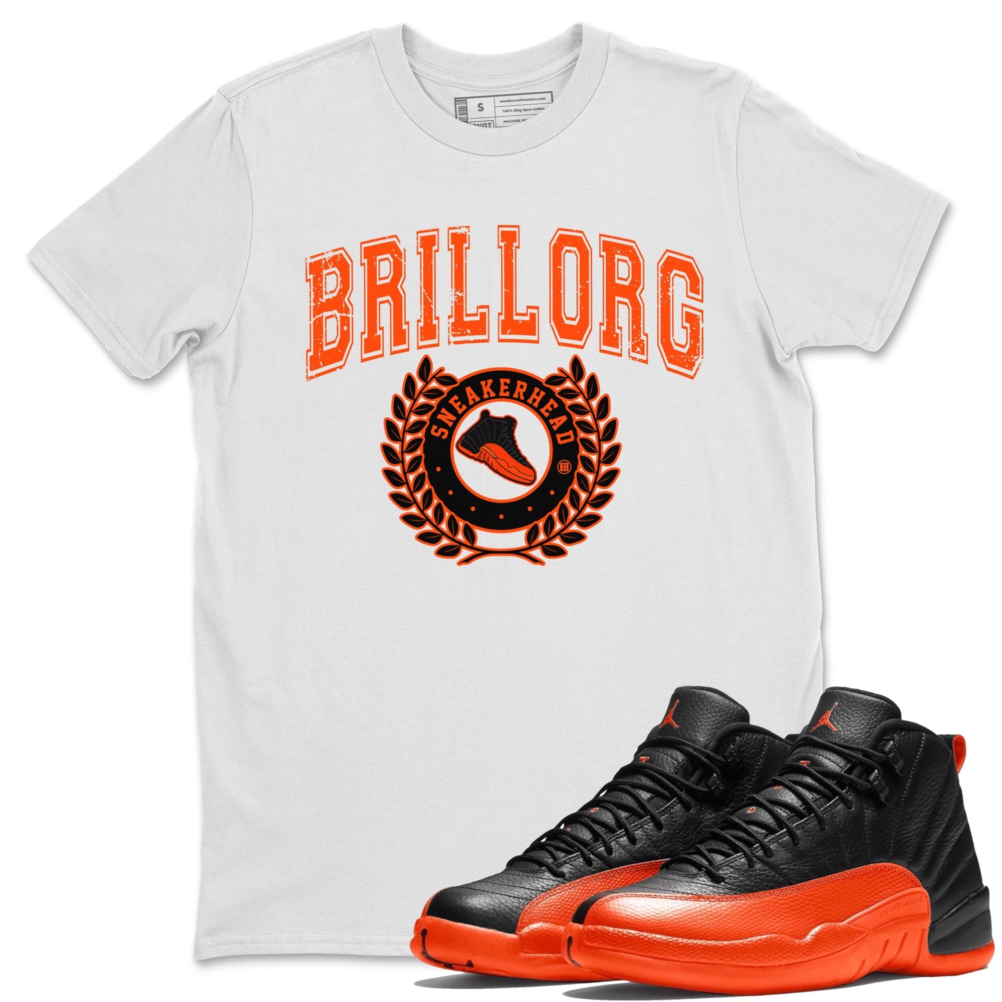 snkmatch Letter Unisex Tops - Air Jordan 12 Brilliant Orange