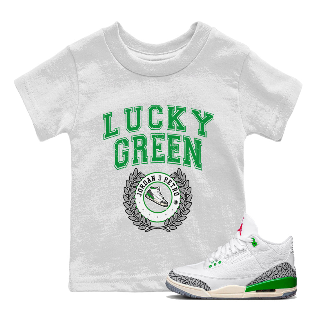 snkmatch Letter Kids Tops - Air Jordan 3 Lucky Green