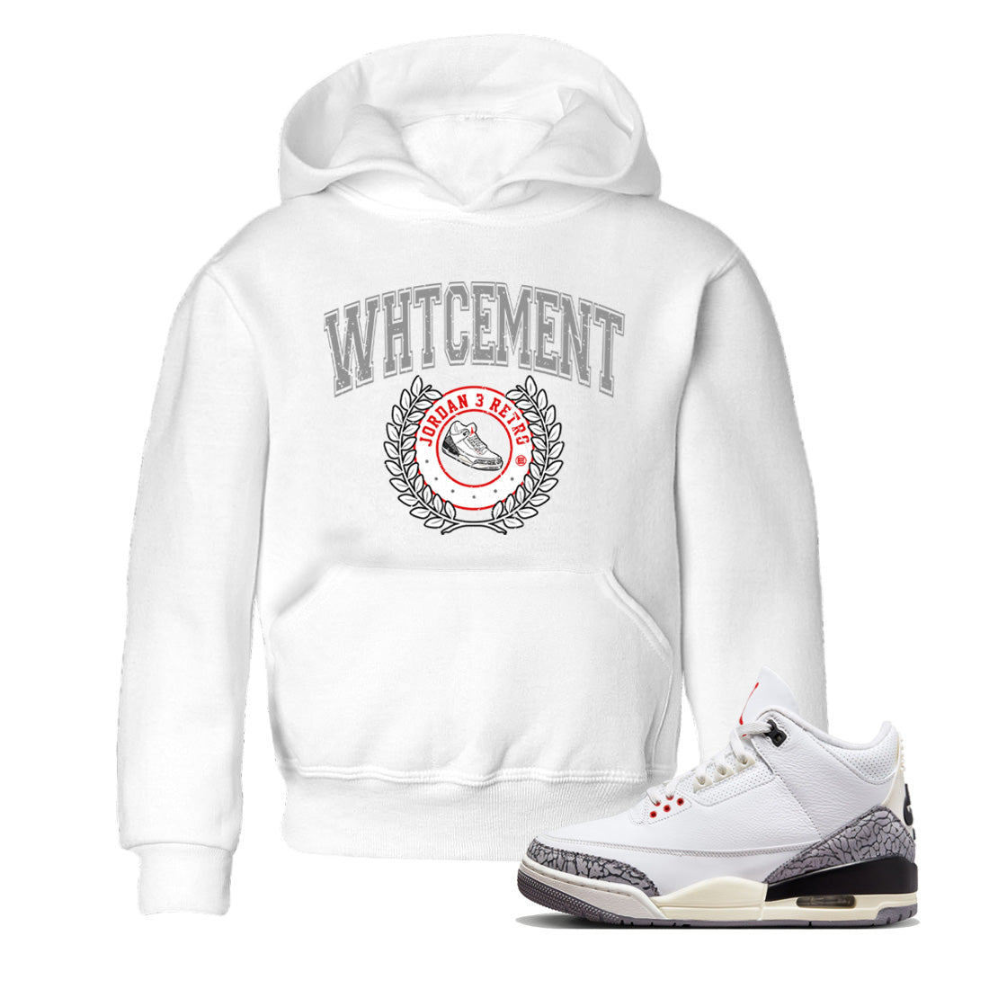 snkmatch Letter Kids Tops - Air Jordan 3 White Cement