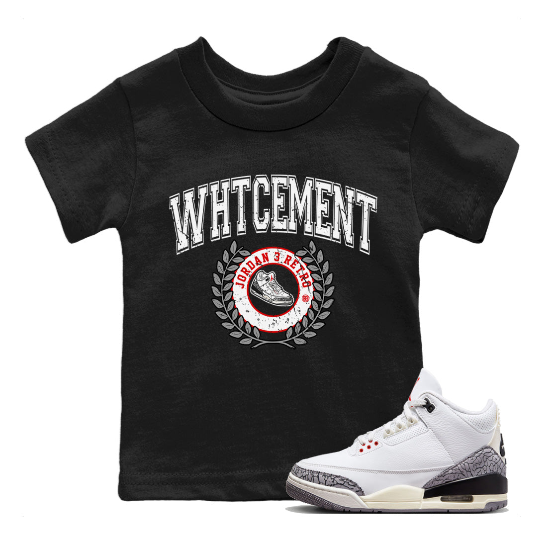 snkmatch Letter Kids Tops - Air Jordan 3 White Cement