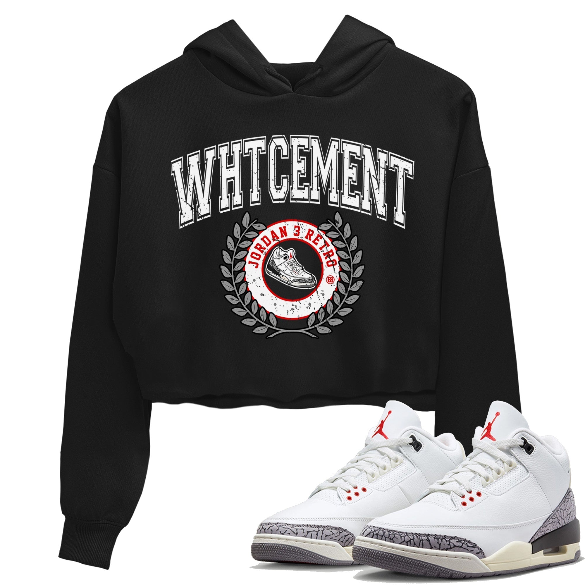 snkmatch Letter Women's Tops - Air Jordan 3 White Cement