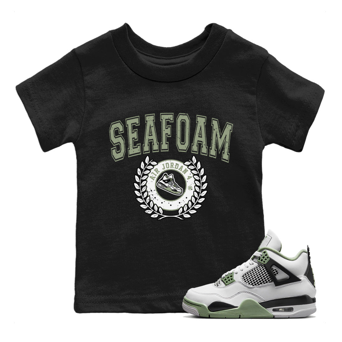 snkmatch Letter Kids Tops - Air Jordan 4 Seafoam