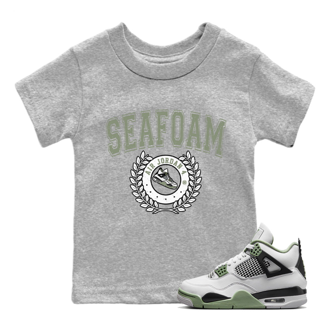 snkmatch Letter Kids Tops - Air Jordan 4 Seafoam