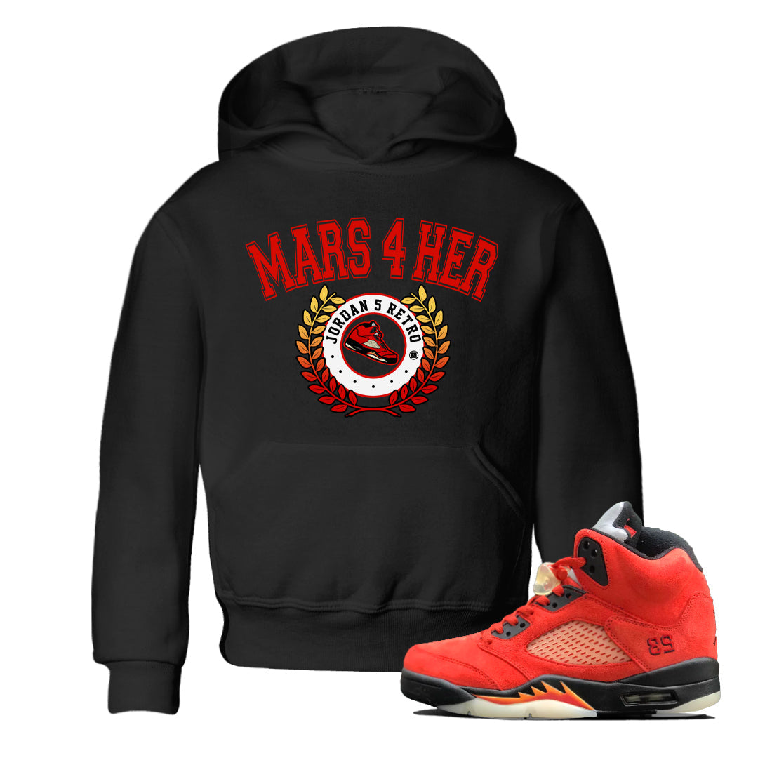 snkmatch Letter Kids Tops - Air Jordan 5 Mars For Her