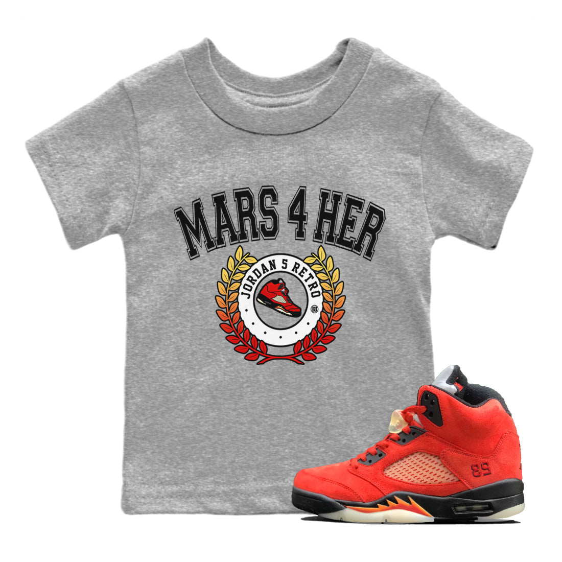snkmatch Letter Kids Tops - Air Jordan 5 Mars For Her