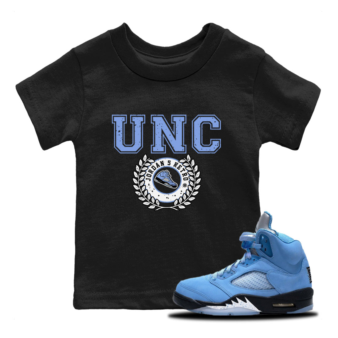 snkmatch Letter Kids Tops - Air Jordan 5 UNC