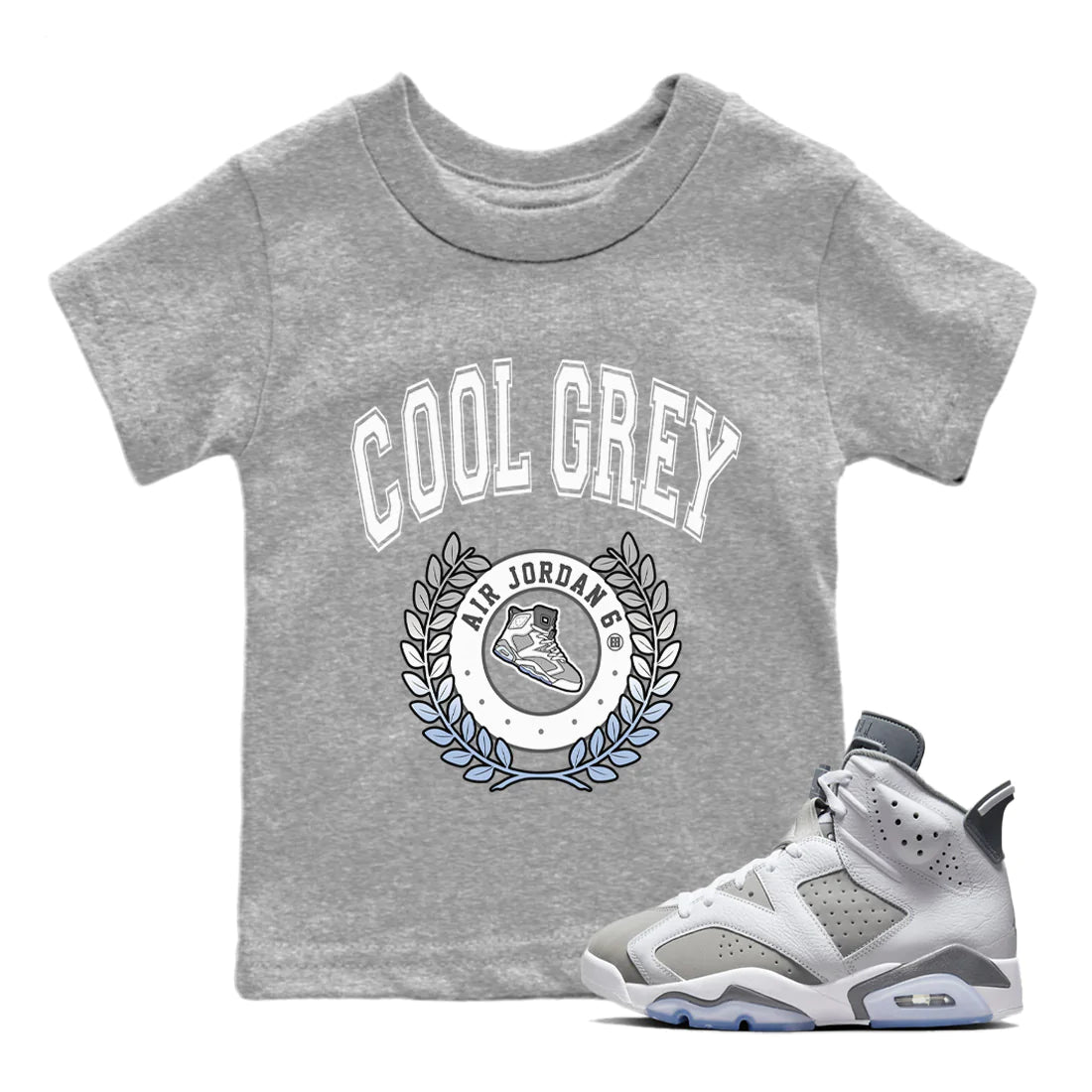 snkmatch Letter Kids Tops - Air Jordan 6 Cool Grey