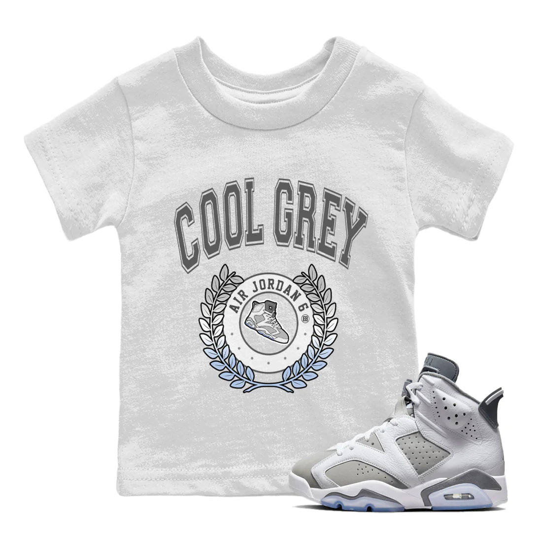 snkmatch Letter Kids Tops - Air Jordan 6 Cool Grey